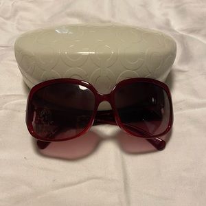 Red coach sunglasses with case